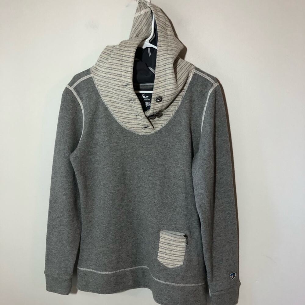Kuhl Chianti fleece pullover hoodie womens M grey wool blend gorpcore outdoors